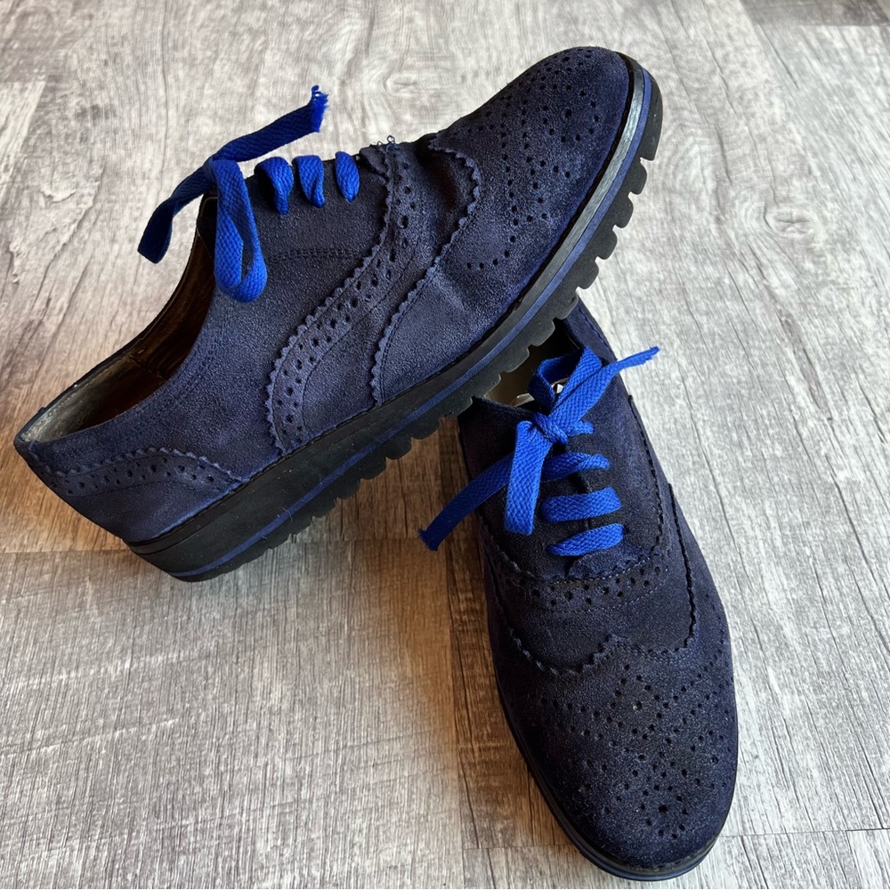 Marc Fisher Women's Navy Blue Suede Lace Up Oxford Shoes Size 8